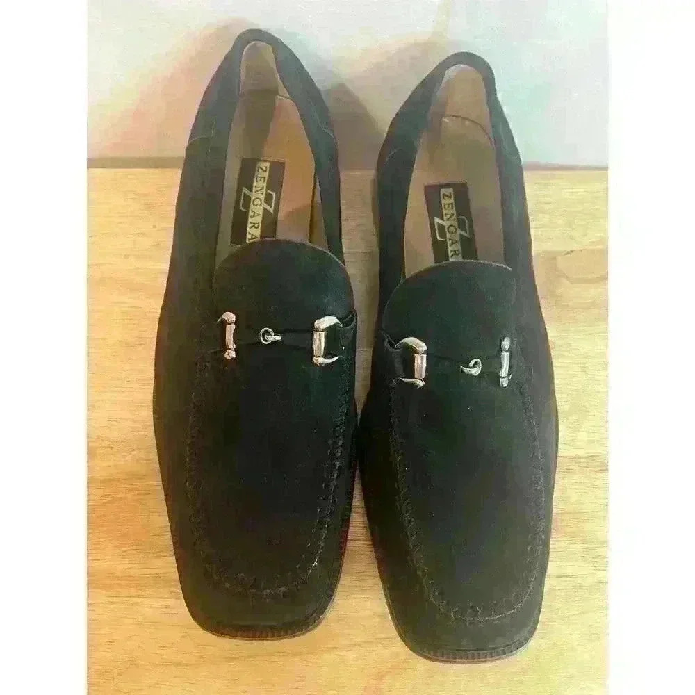 Zengara Men's Black Shoes Elegant Dressy Slip-On Leather Loafers - Size 8.5‎